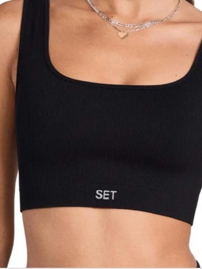 Set Active Black Bike Short And Sports Bra Set